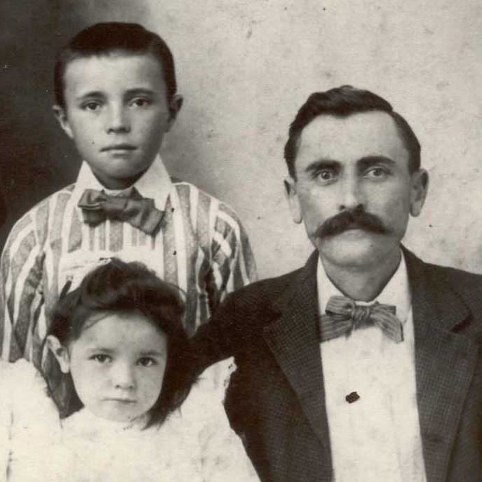 AJ Bush and kids in a vintage photo