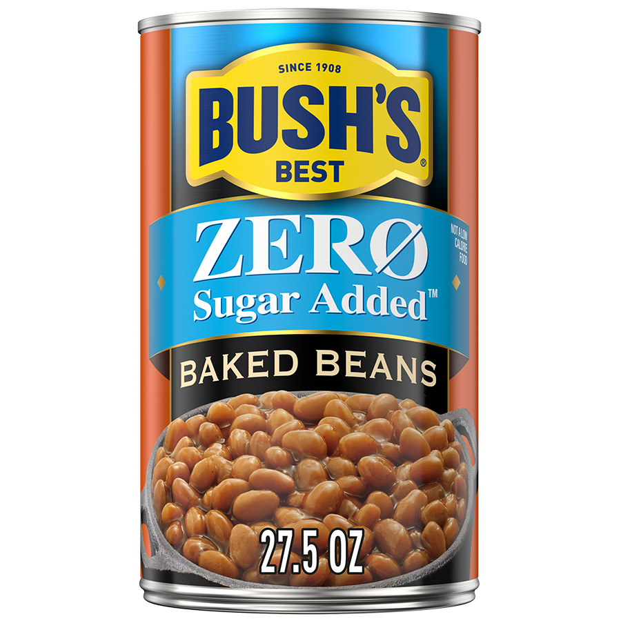 Can of Bush's Zero Sugar Added Baked Beans