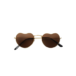 Sunglasses with bean-shaped lenses that look a bit like hearts.
