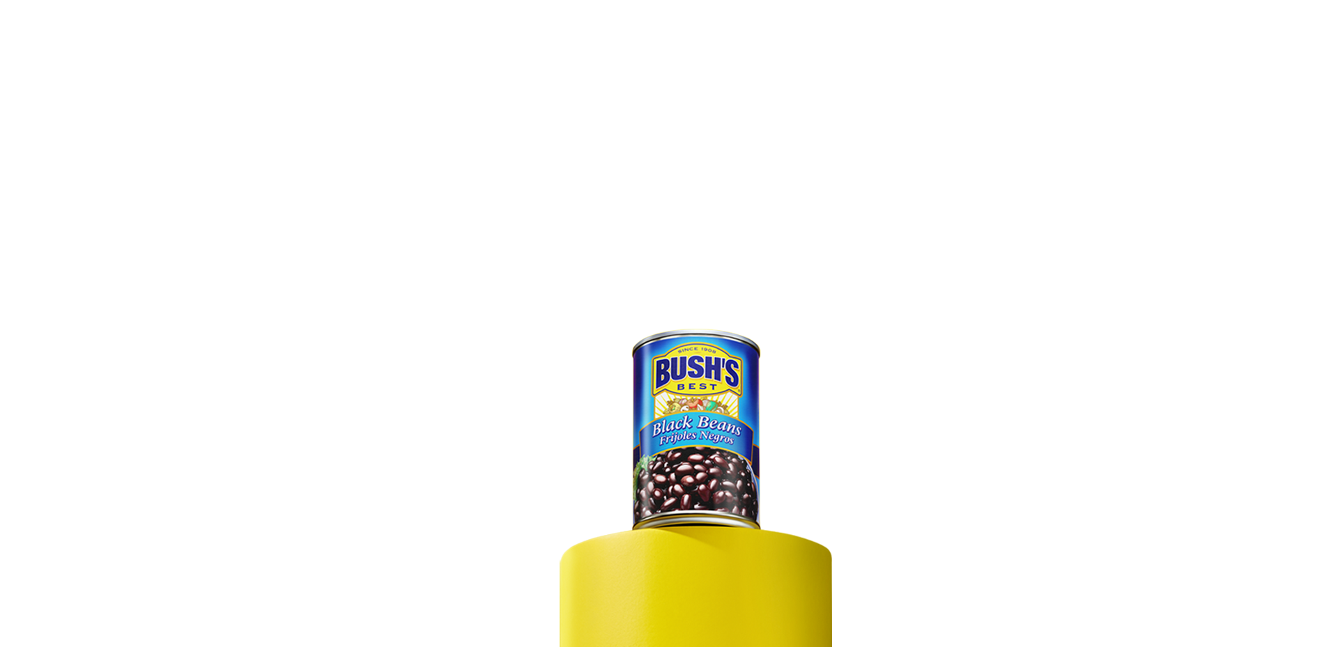 black beans can on a pedestal