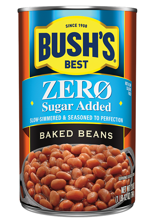 Can of Bush's Zero Sugar Added Baked Beans