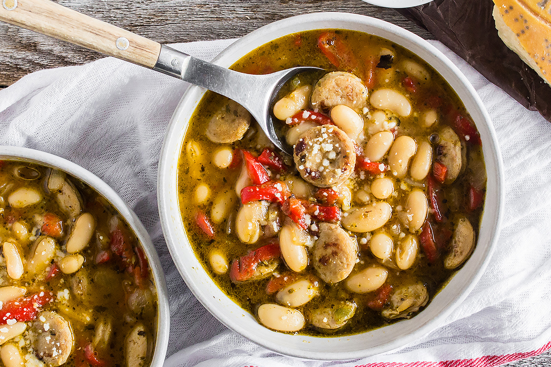 Pesto Cannellini Soup with Sausage | BUSH’S® Beans