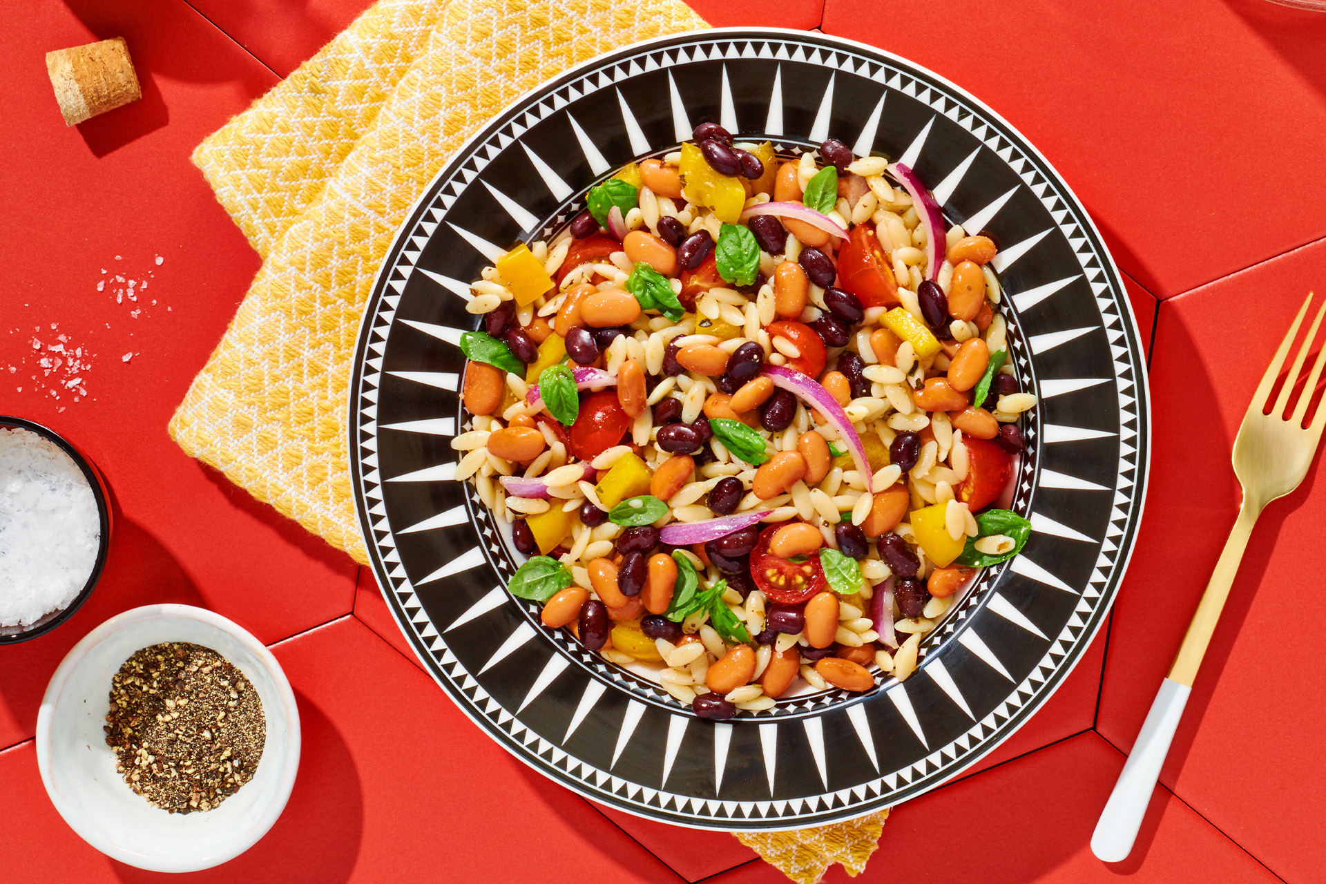 Mediterranean Orzo Salad with Organic Beans BUSH’S® Beans