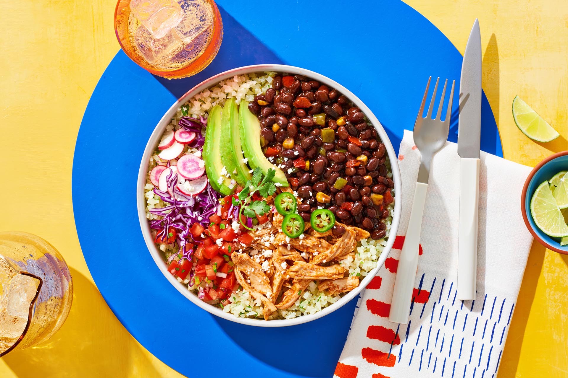 Cauliflower Rice Bowl With Bush's Taco Fiesta Sidekicks BUSH’S® Beans