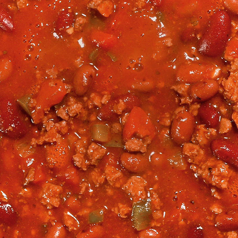 Closeup of chili meat and beans texture