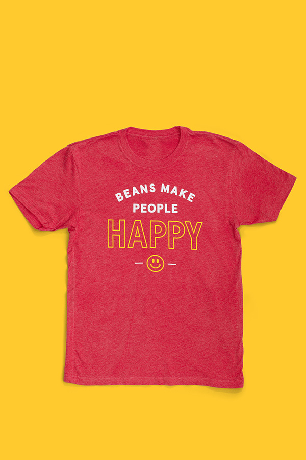 Red Tshirt - "Beans Make People Happy"