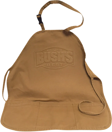 Canvas apron embossed with the Bush's logo.