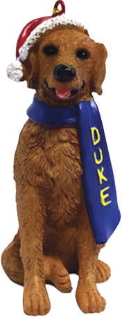 Duke with a scarf on resin ornament.