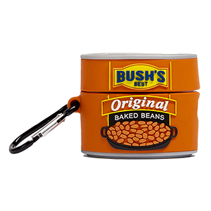 Case for Apple Airpods printed to look like a Bush's Baked Beans can
