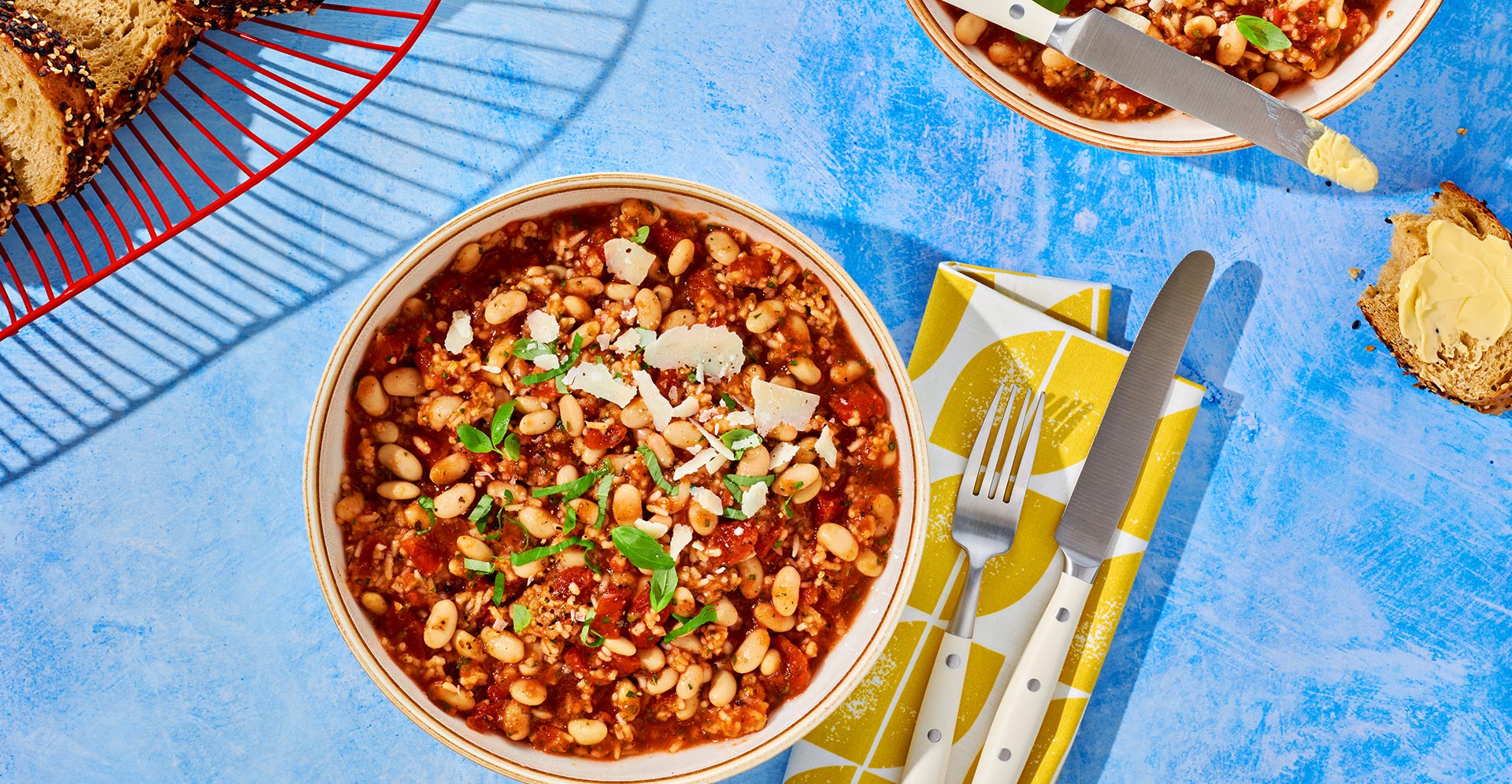Italian Stlye Rice and Beans made with Great Northern Beans and topped with parmasean cheese and cilantro